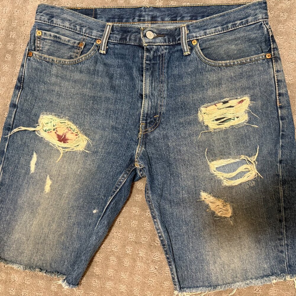 Levis 511 Mens Denim Distressed Jorts Shorts Size 36